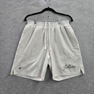 Fabletics Men Activewear Shorts M White Fundamental II Lined Drawstring 7"